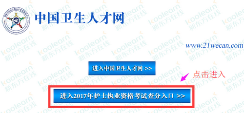 2017护士资格证成绩查询