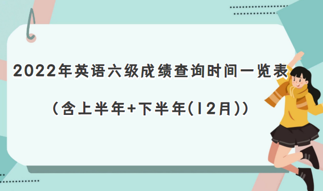 2022年英语六级成绩查询时间一览表（含上半年+下半年(12月)）