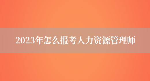 2023年怎么报考人力资源管理师(图1)