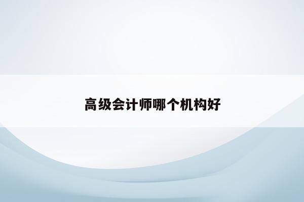 高级会计师哪个机构好