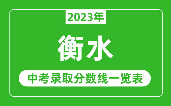 2023年衡水中考录取分数线,衡水市各高中录取分数线一览表