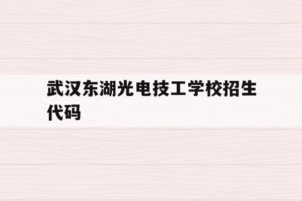 武汉东湖光电技工学校招生代码(武汉东湖光电技工学校招生代码是多少)